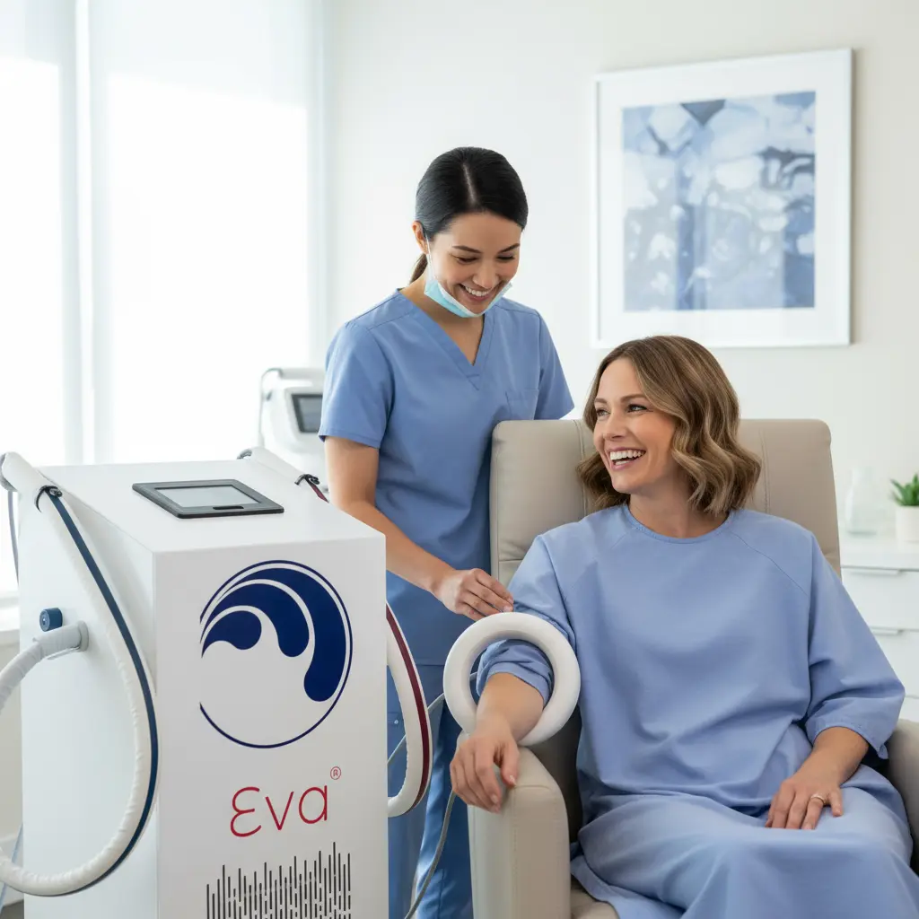 Paciente recibiendo tratamiento Eva Scalp Cooling